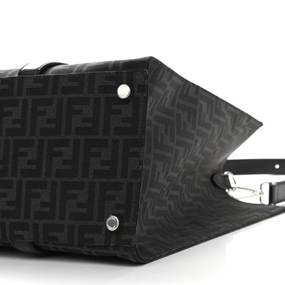 Fendi Recycled Fabric Jacquard Vitello Astro FF 1974 Shopping Tote Asfalto Black 11 of 11