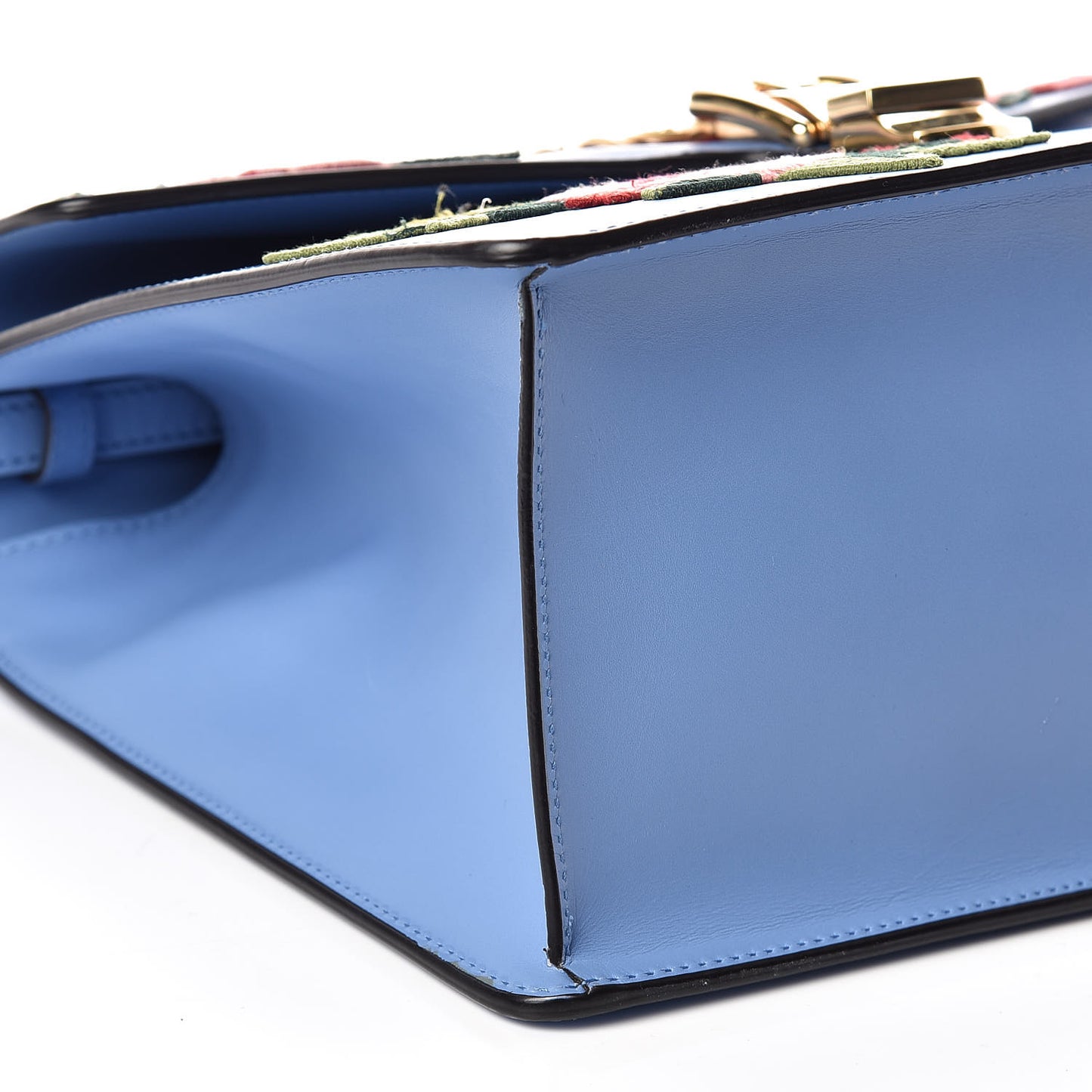 Calfskin Embroidered Medium Sylvie Top Handle Bag Clear Sky Blue