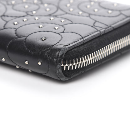 Chanel Lambskin Camellia Studded Large Gusset Zip Around Wallet Black 11 of 12