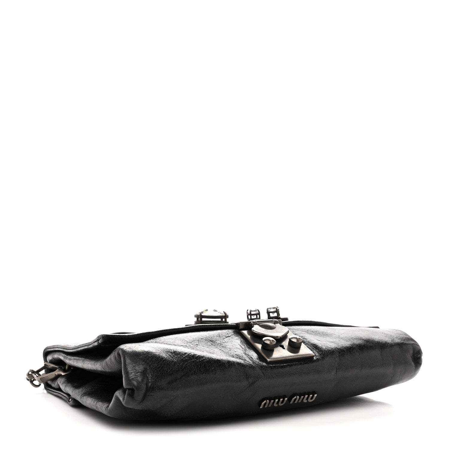Miu Miu Vitello Shine Crystal Shoulder Bag Black 4 of 16