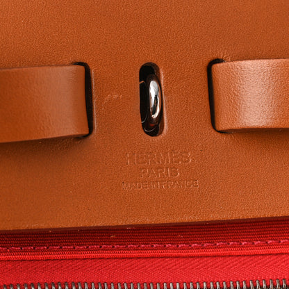 Hermes Military Toile Vache Hunter Herbag a Dos Zip Retourne Backpack Bougainvillea Fauve 7 of 12