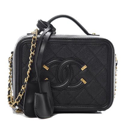 Chanel Caviar Quilted Small CC Filigree Vanity Case Black 1 of 10
