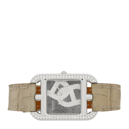 Hermes Stainless Steel Alligator Diamond Bezel 23mm Cape Cod Chaine d'Ancre Joaillier Quartz Watch Gris Perle 2 of 5