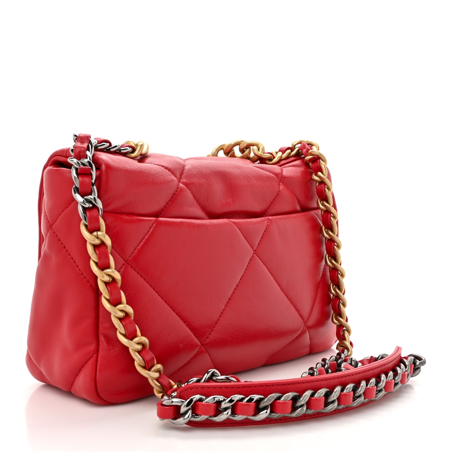 Lambskin Quilted Medium Chanel 19 Flap Red