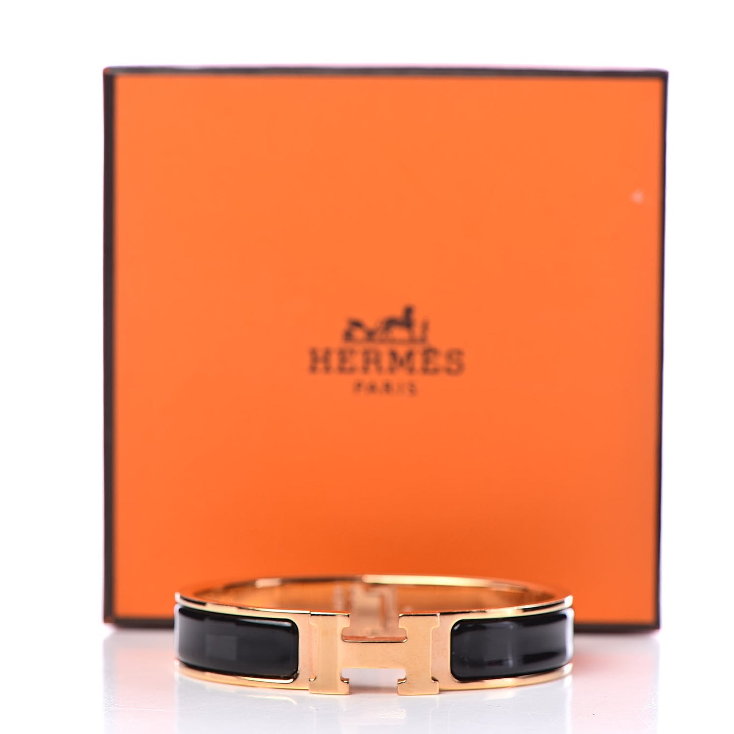 Enamel Narrow Clic Clac H Bracelet PM Black