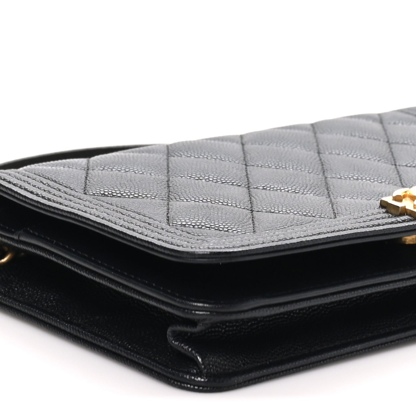 Caviar Quilted Boy Wallet On Chain WOC Black