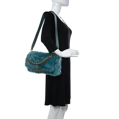 Fendi Alpaca Fur Large Baguette Blue 2 of 9