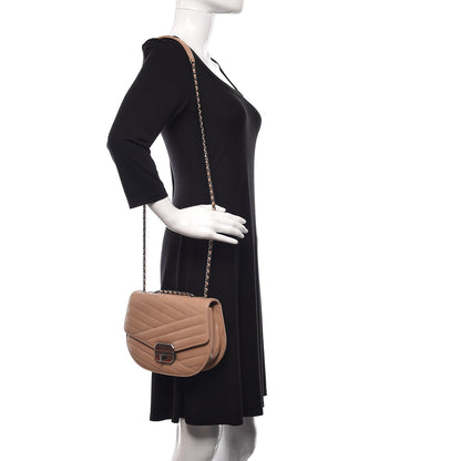 Chanel Shiny Goatskin Chevron Quilted Round Gabrielle Flap Beige 2 of 11