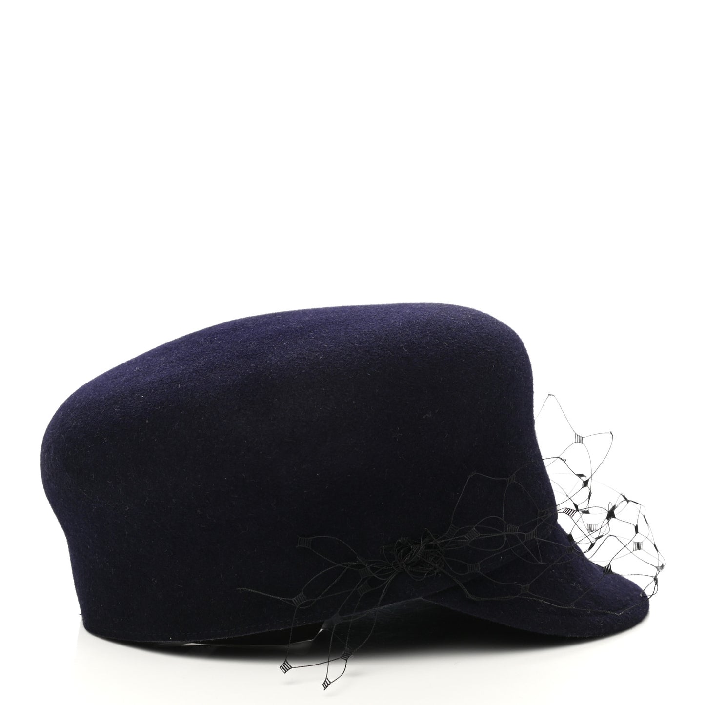 Cotton Canvas Arty Cap with Veil 58 Navy Blue