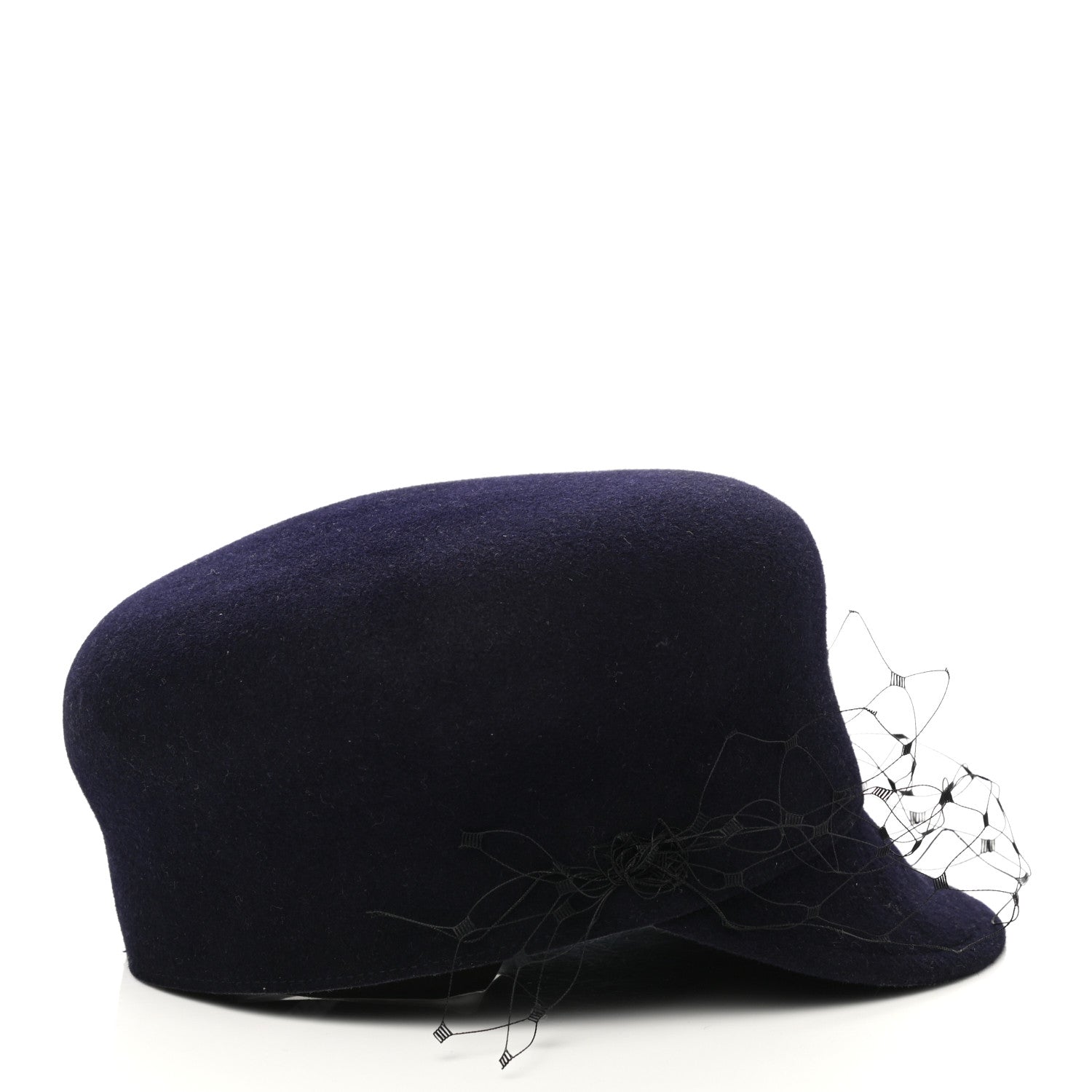 Christian Dior Cotton Canvas Arty Cap with Veil 58 Navy Blue 6 of 8