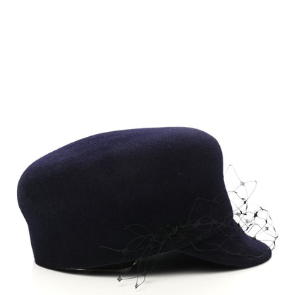 Christian Dior Cotton Canvas Arty Cap with Veil 58 Navy Blue 6 of 8