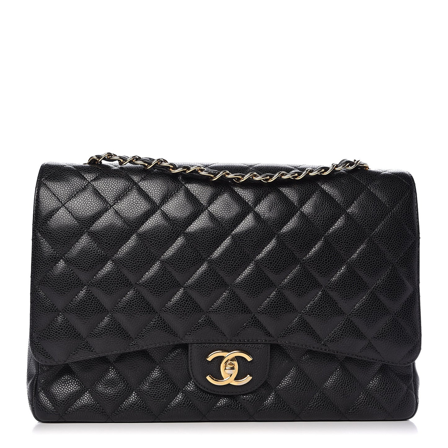 Caviar Quilted Maxi Double Flap Black