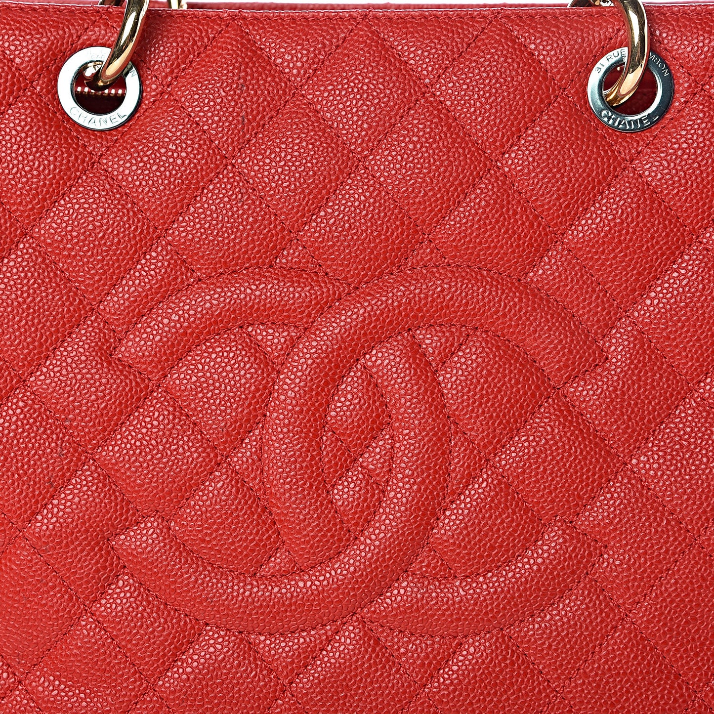 Caviar Quilted Grand Shopping Tote GST Red