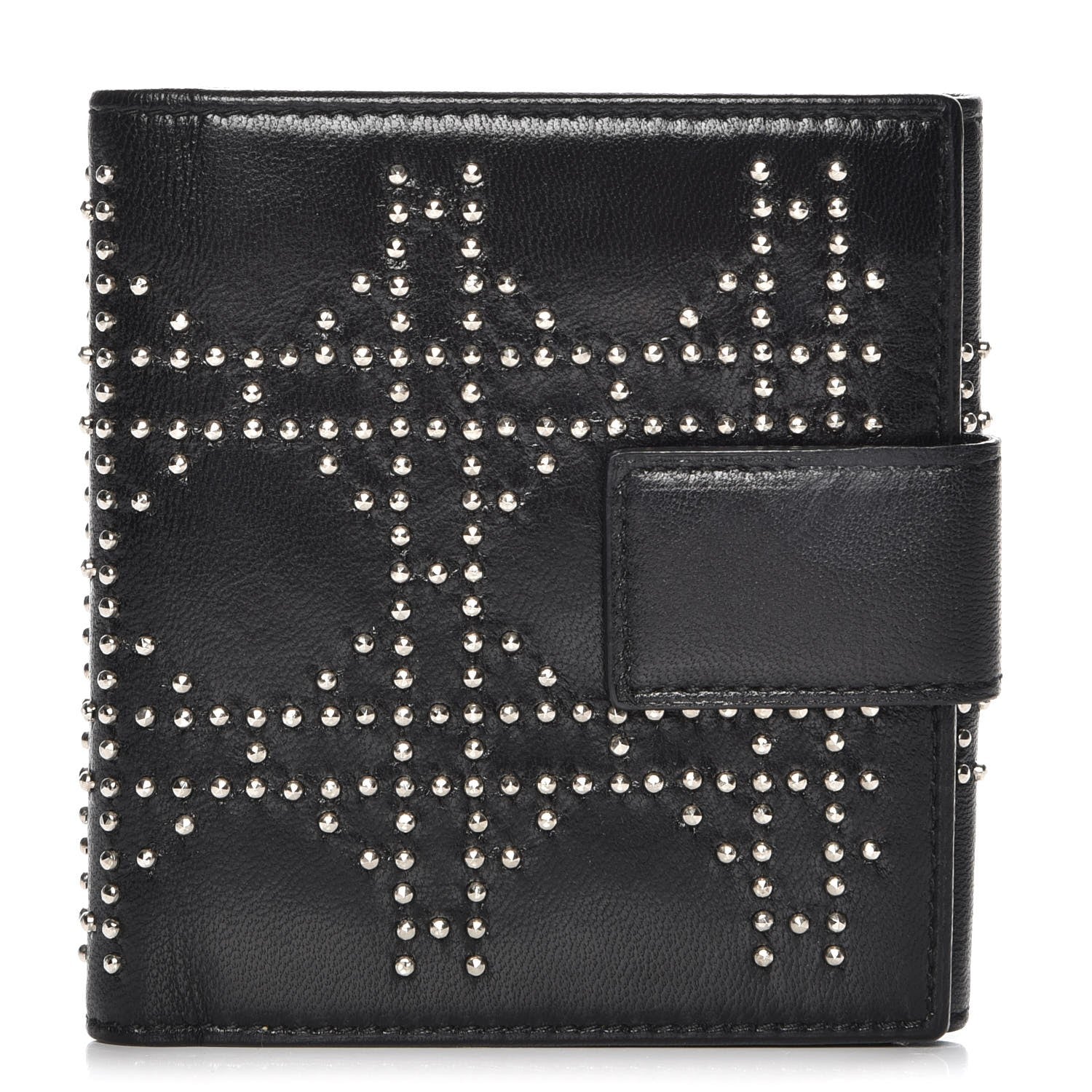 Christian Dior Lambskin Studded Cannage Lady Dior Compact Wallet Black 1 of 7