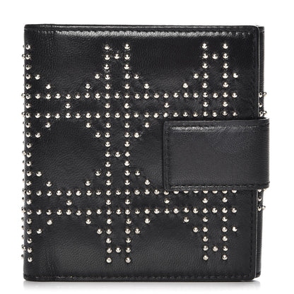 Christian Dior Lambskin Studded Cannage Lady Dior Compact Wallet Black 1 of 7
