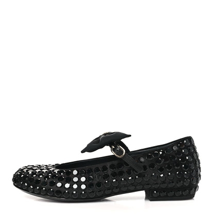Chanel Satin Strass Bow Mary Jane Flats 36.5 Black 1 of 9