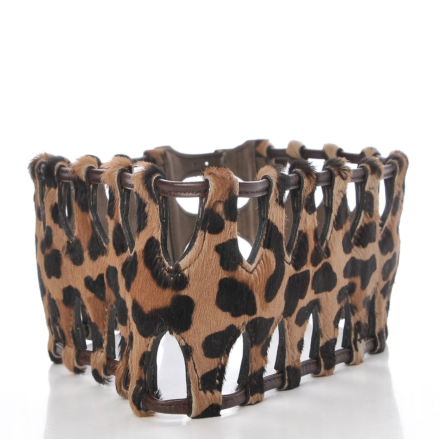 Alaia Pony Hair Triple Buckle Belt 75 Leopard 3 of 7