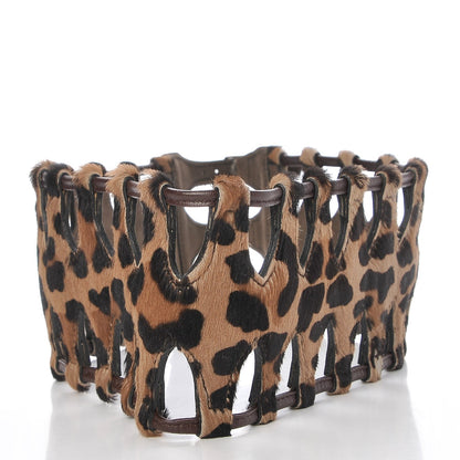 Alaia Pony Hair Triple Buckle Belt 75 Leopard 3 of 7