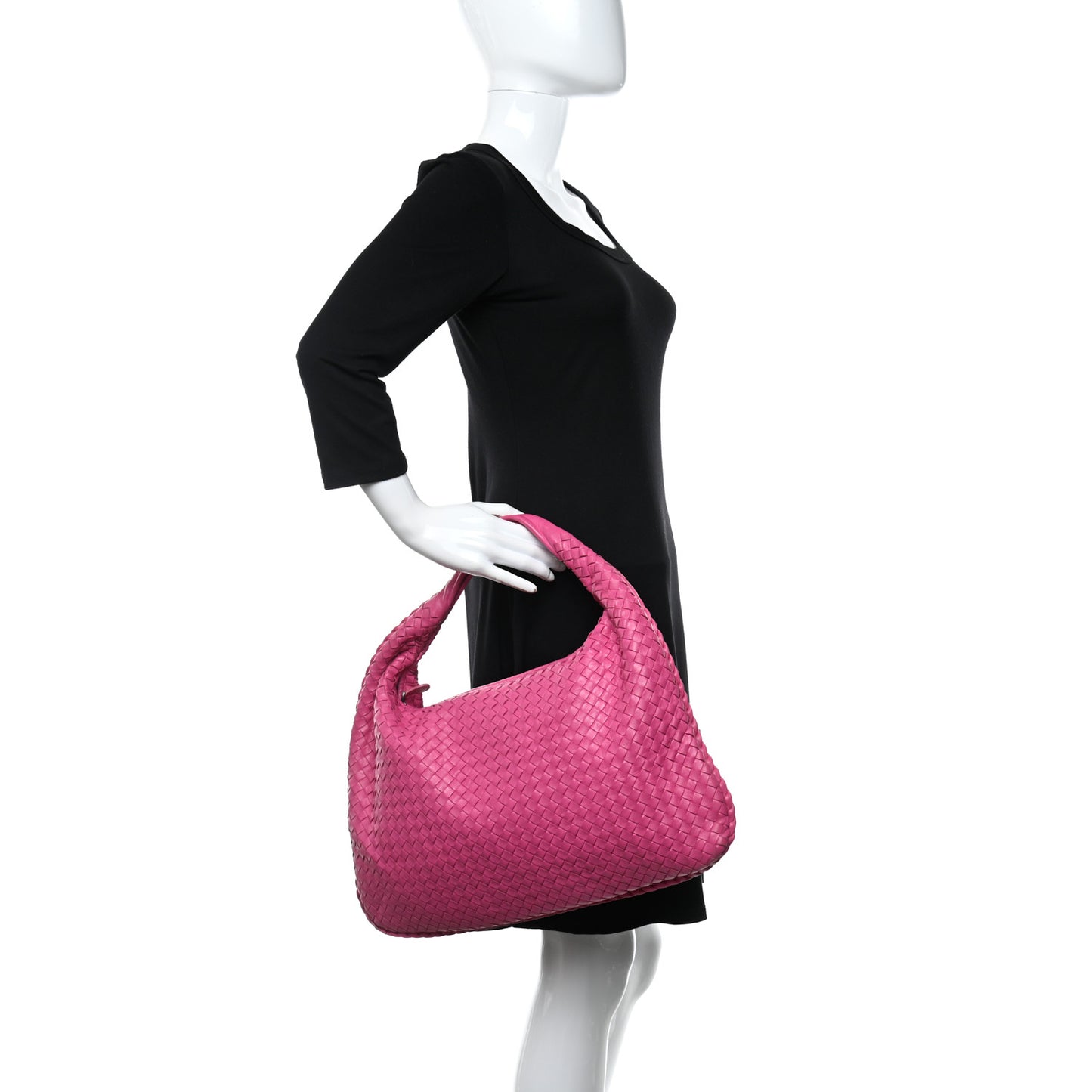 Nappa Intrecciato Maxi Veneta Hobo Fuchsia