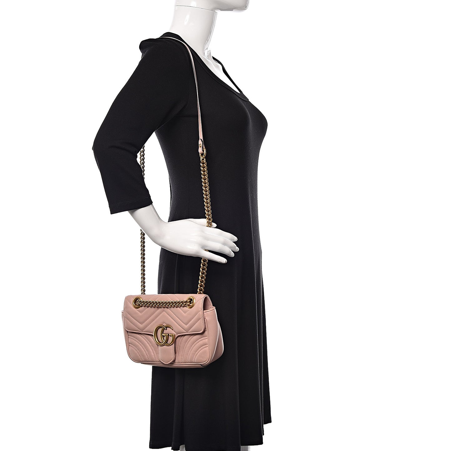 Calfskin Matelasse Mini GG Marmont Shoulder Bag Perfect Pink