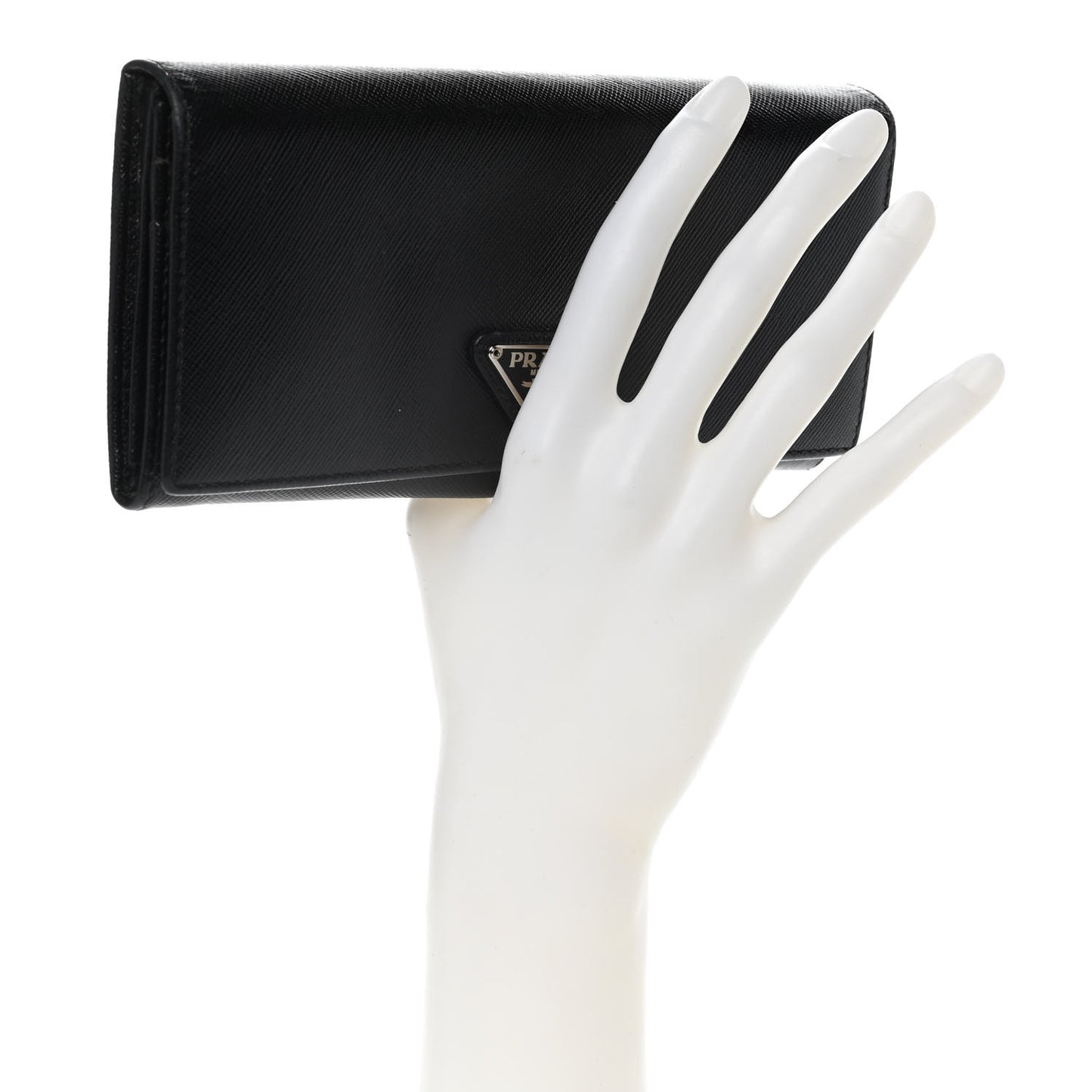 Saffiano Triangle Continental Flap Wallet Black
