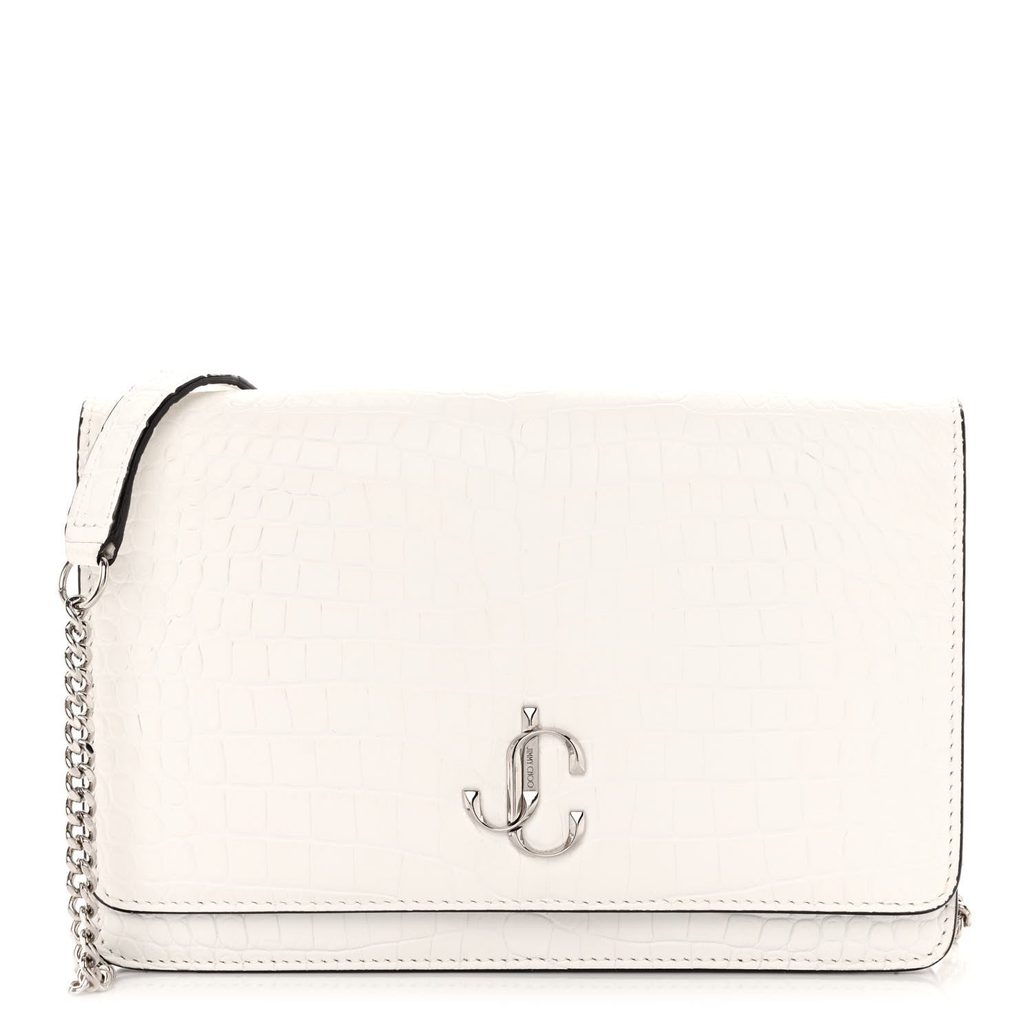 Jimmy Choo Calfskin Crocodile Embossed Palace Crossbody Latte 1 of 11