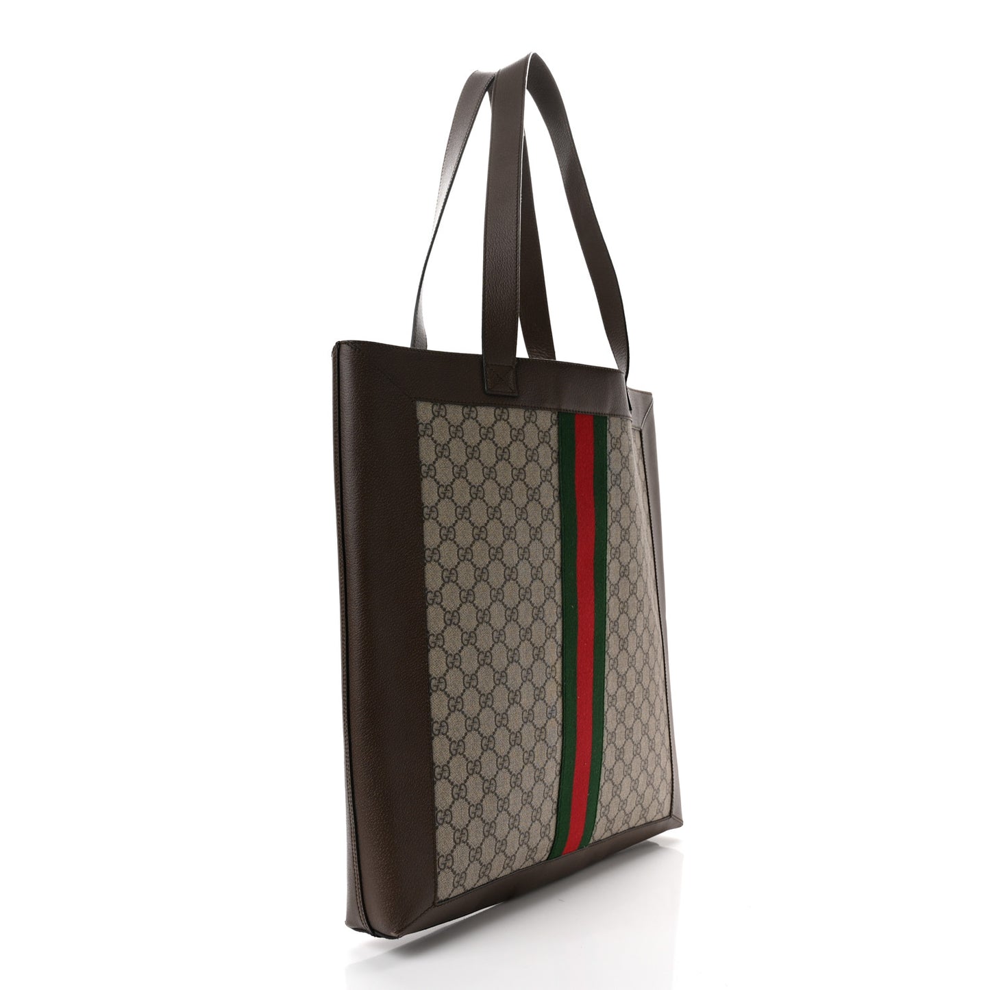 GG Supreme Monogram Web Large Ophidia Vertical Shopping Tote Brown
