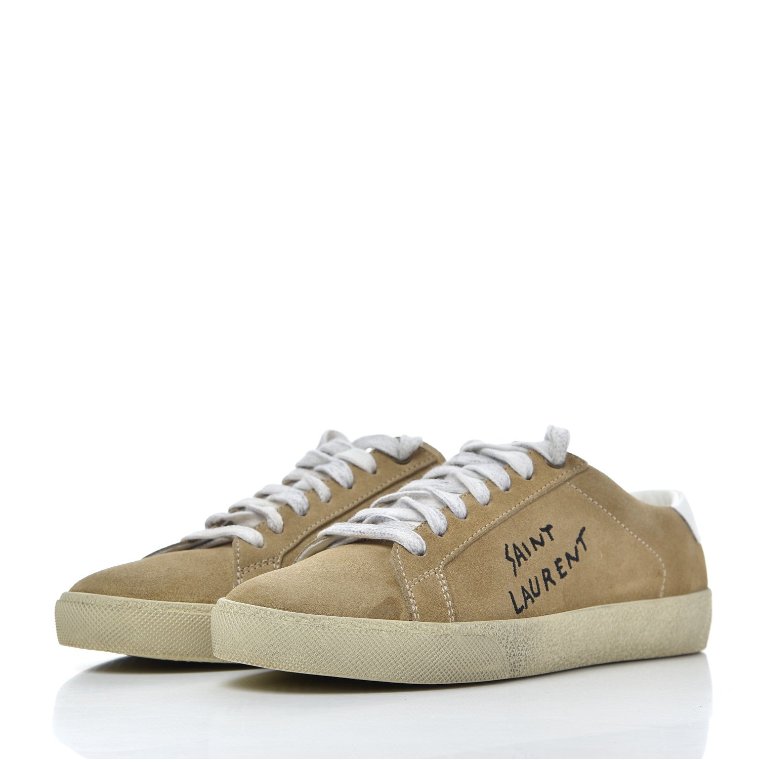 Saint Laurent Distressed Suede Womens Court Classic Sneakers 38 Desert 3 of 22
