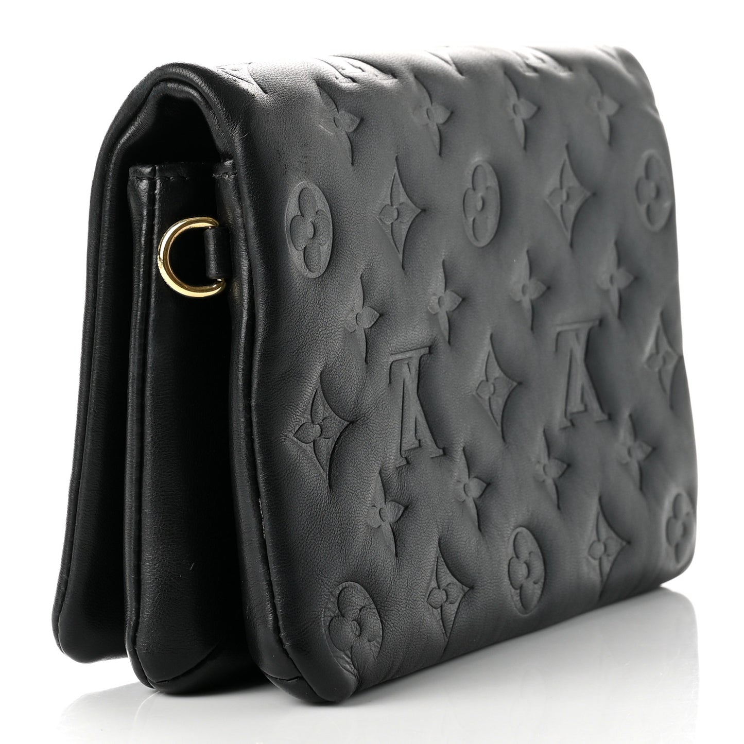 Lambskin Embossed Monogram Pochette Coussin Black
