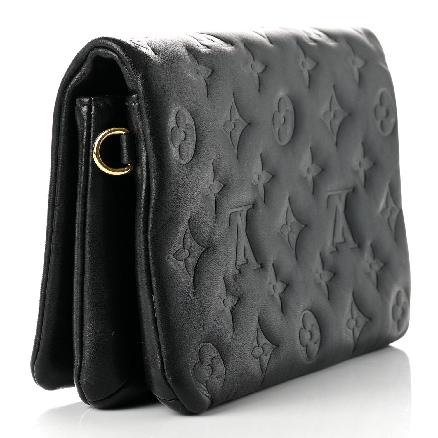 Louis Vuitton Lambskin Embossed Monogram Pochette Coussin Black 2 of 8