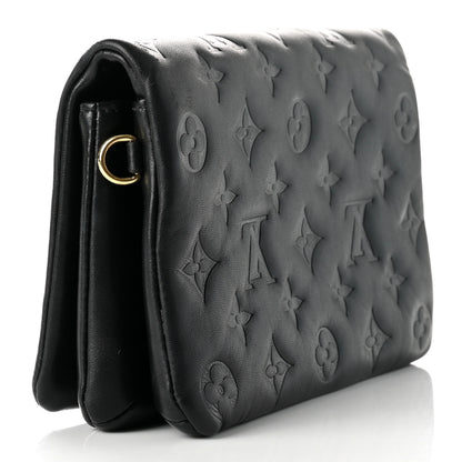 Louis Vuitton Lambskin Embossed Monogram Pochette Coussin Black 2 of 8