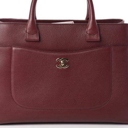 Chanel Grained Calfskin Small Neo Executive Shopper Tote Burgundy 8 of 10