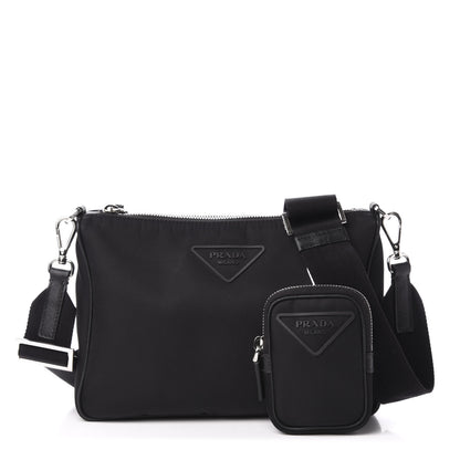 Prada Nylon Rubber Logo Compact Crossbody Bag Black 1 of 12