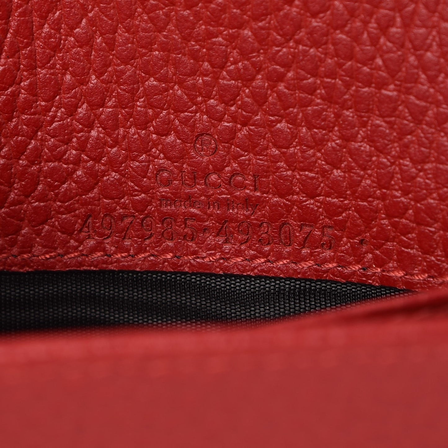 Dollar Calfskin Mini GG Marmont Chain Wallet Hibiscus Red