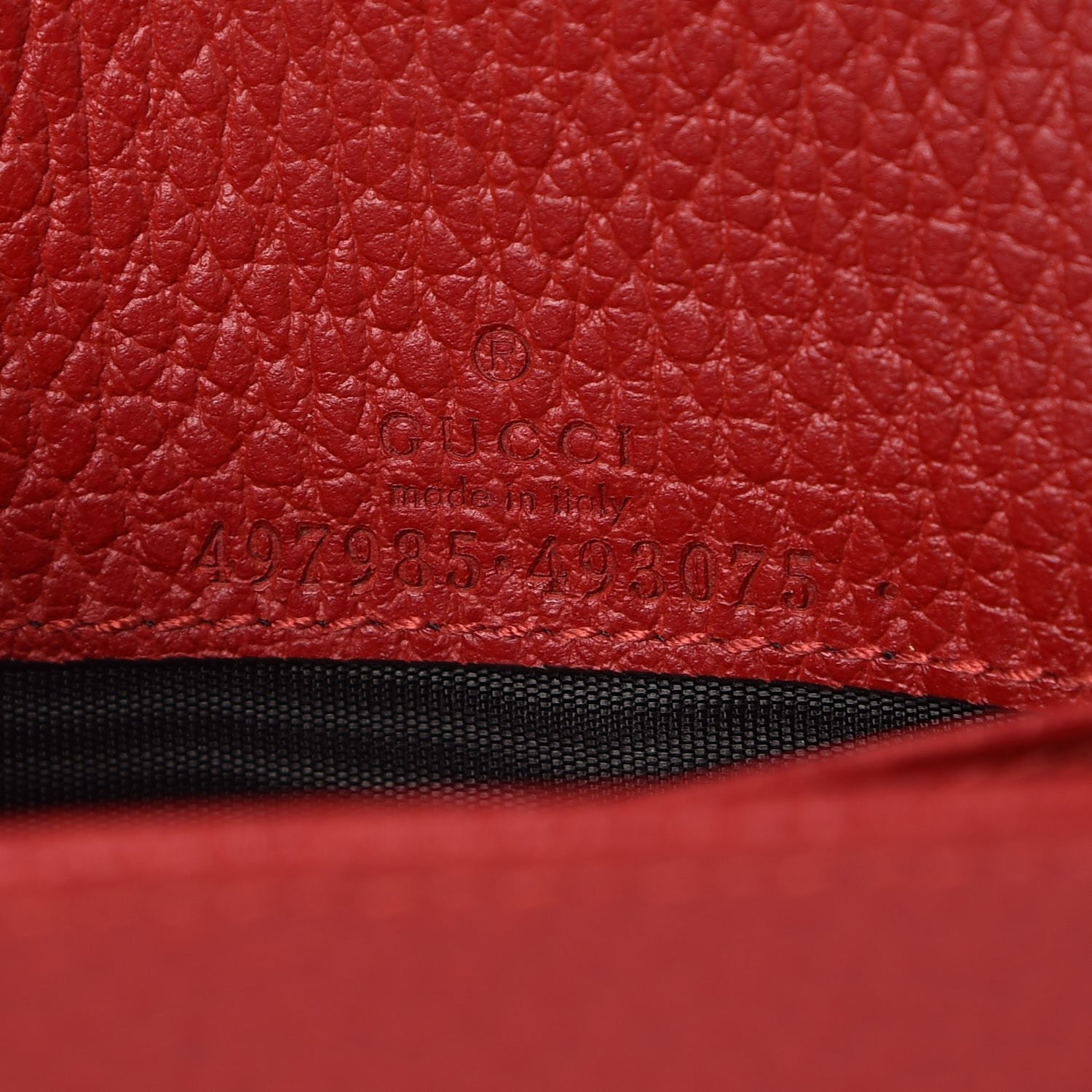 Gucci Dollar Calfskin Mini GG Marmont Chain Wallet Hibiscus Red 6 of 8