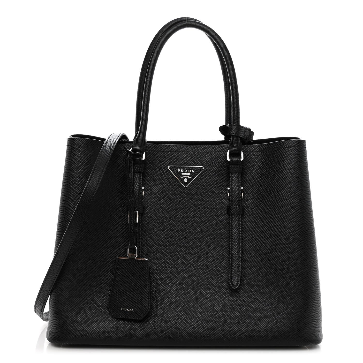 Prada Saffiano Cuir Medium Double Handle Tote Black 1 of 10