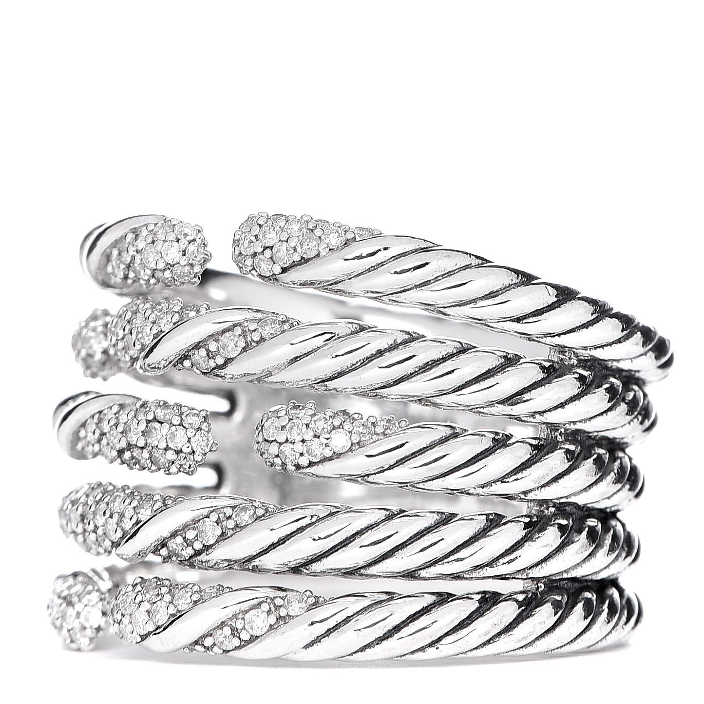 Sterling Silver Diamond Willow Five Row Ring 53 6.5