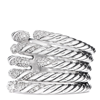 David Yurman Sterling Silver Diamond Willow Five Row Ring 53 6.5 3 of 6
