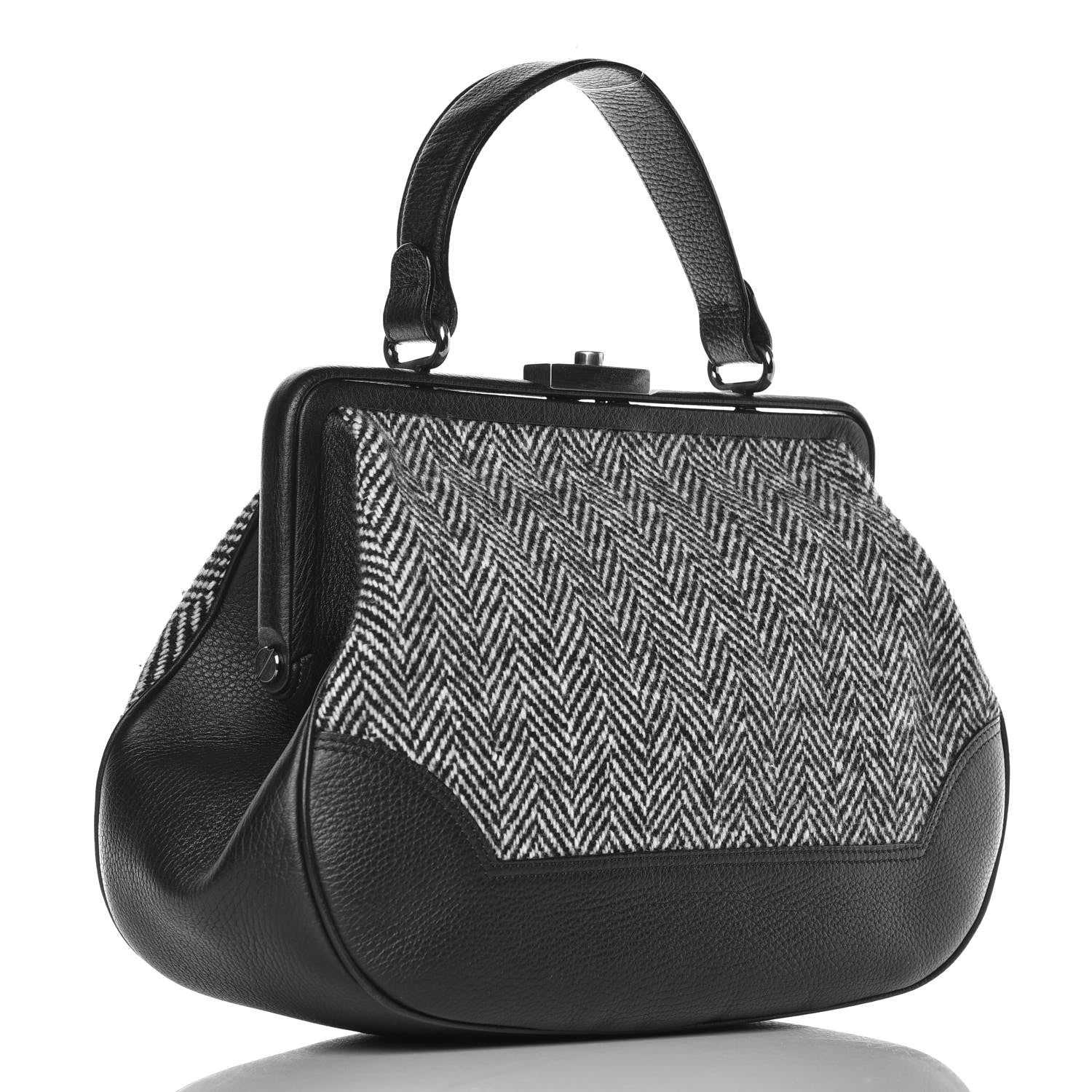 Burberry Tweed Frame Handbag Black 3 of 8