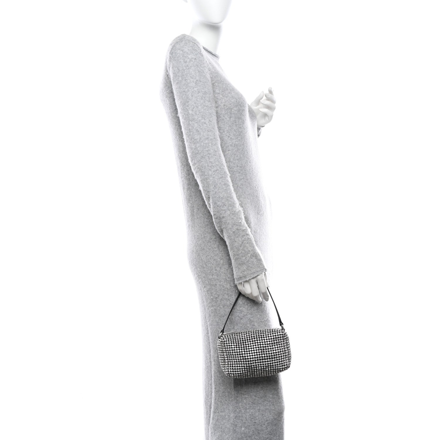 Alexander Wang Mesh Crystal Rhinestone Mini Heiress Pouch Black Silver 2 of 11
