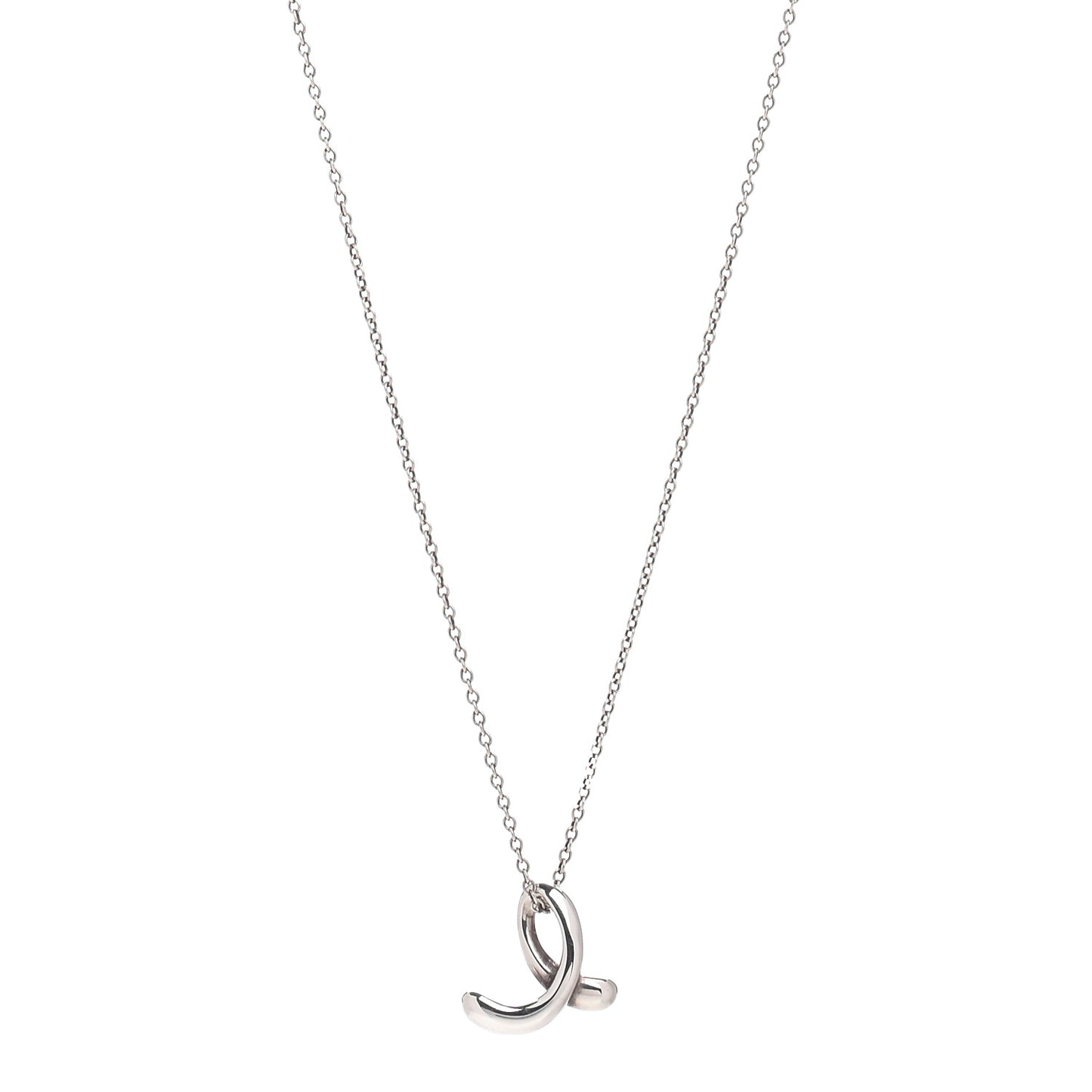 Sterling Silver Elsa Peretti Letter E Pendant Necklace