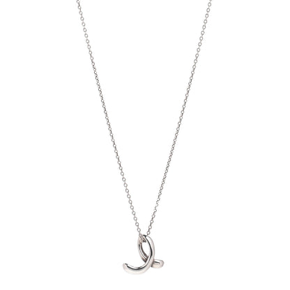 Tiffany Sterling Silver Elsa Peretti Letter E Pendant Necklace 1 of 4