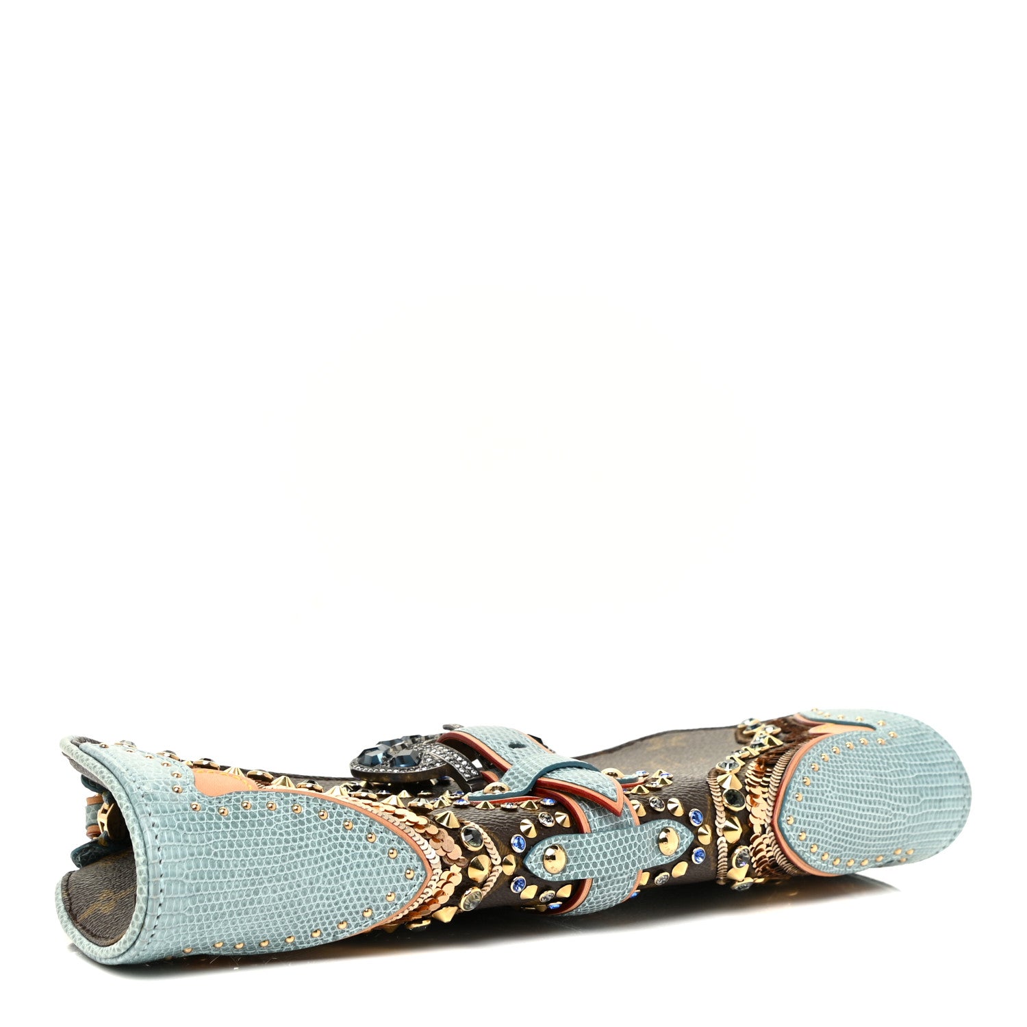 Louis Vuitton Monogram Lizard Embellished Les Extraordinaires Clutch 4 of 15
