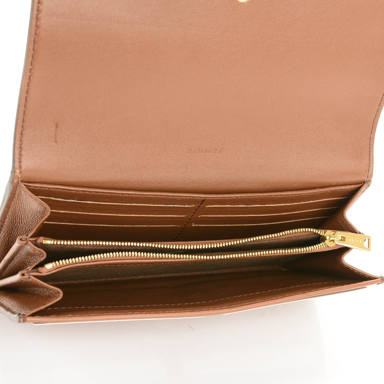 Celine Lambskin Large Flap Wallet Tan 5 of 7