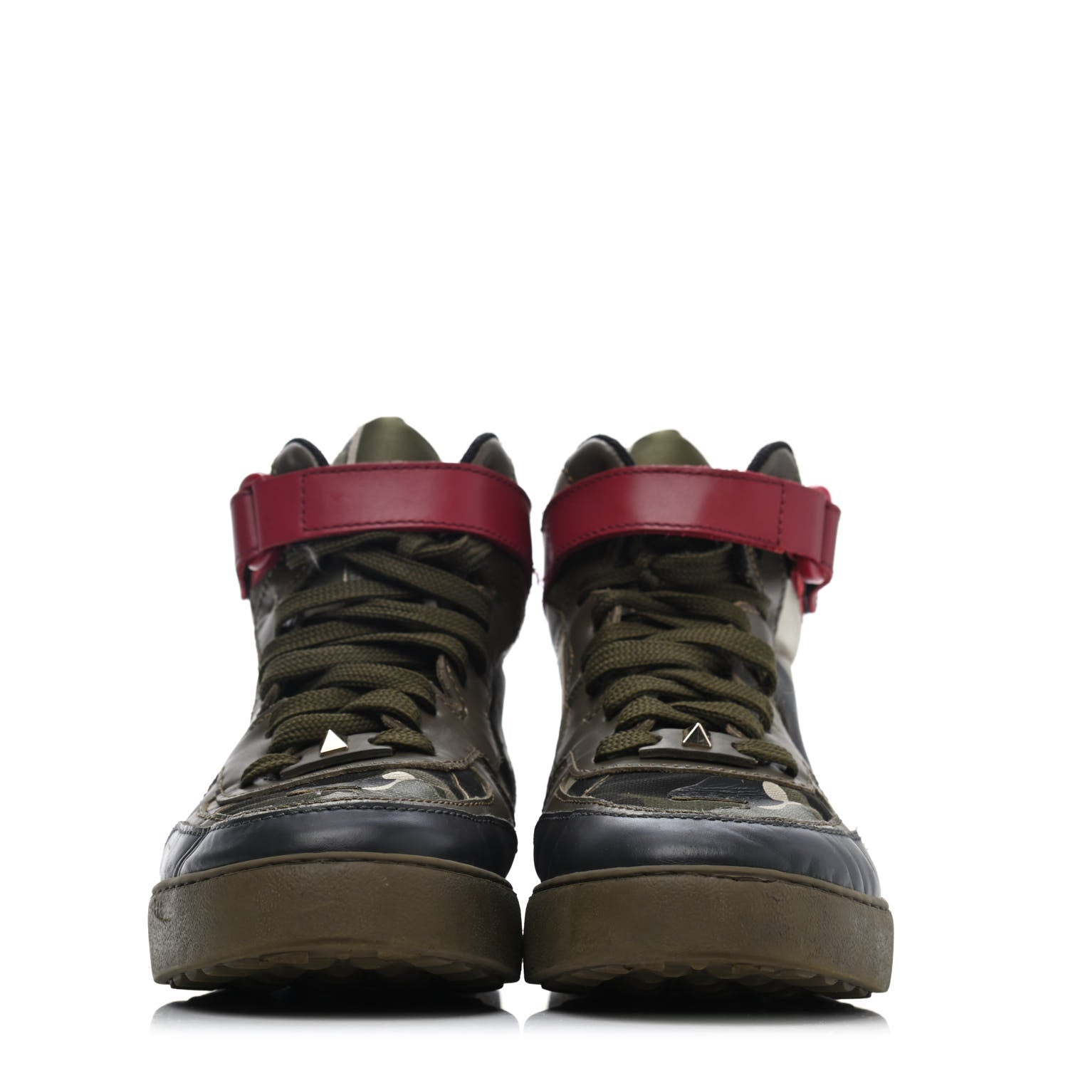 Valentino Garavani Calfskin Canvas Camouflage Rockstud Rock Be Sneakers 40 Olive 2 of 4