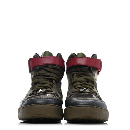 Valentino Garavani Calfskin Canvas Camouflage Rockstud Rock Be Sneakers 40 Olive 2 of 4