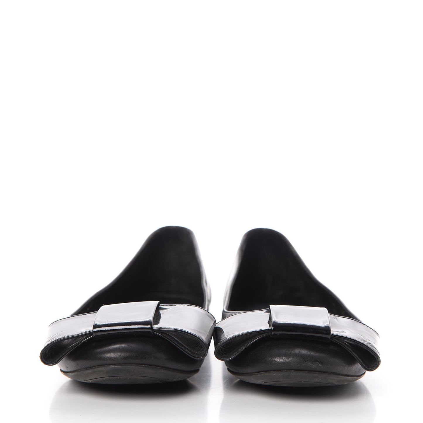 Calfskin Patent Bow Ballet Flats 36.5 Black