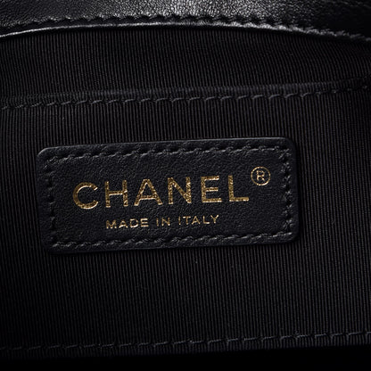 Chanel Lambskin Chevron Quilted Handle With Chic Bucket Bag Black 7 of 8
