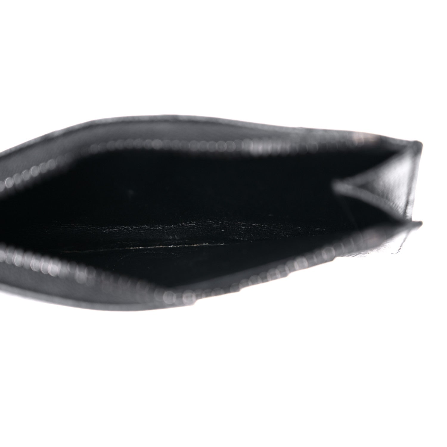 Saint Laurent Grain De Poudre Matelasse Chevron Monogram Fragments Zippered Card Case Black 7 of 11