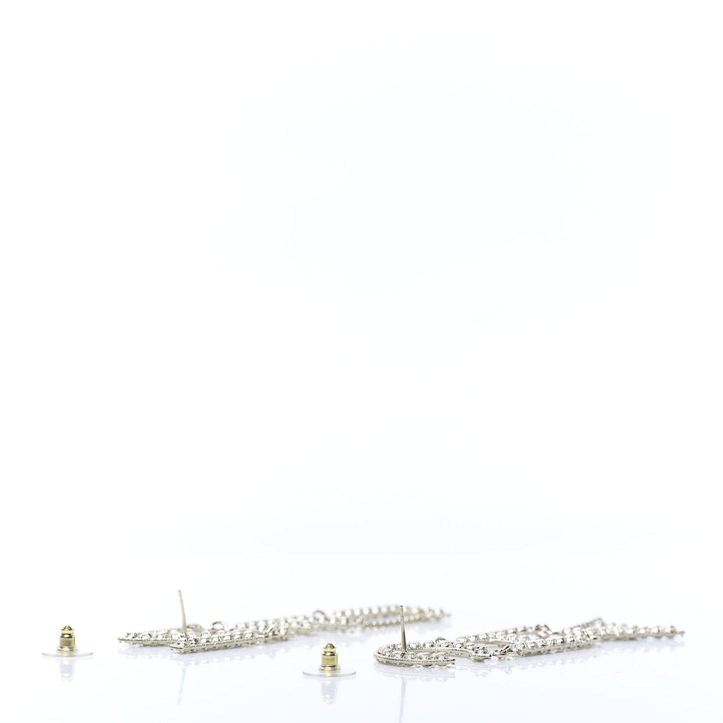 Crystal Cha-Nel Logo Drop Earrings Gold